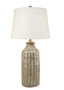 Distressed Cement Large Column Table Lamp