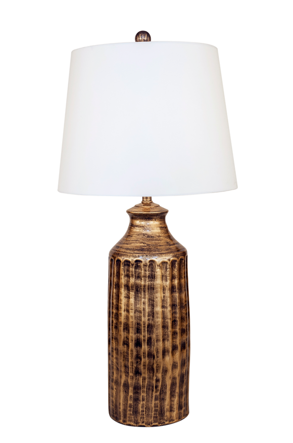 Navy/Gold Streak Column Style Table Lamp