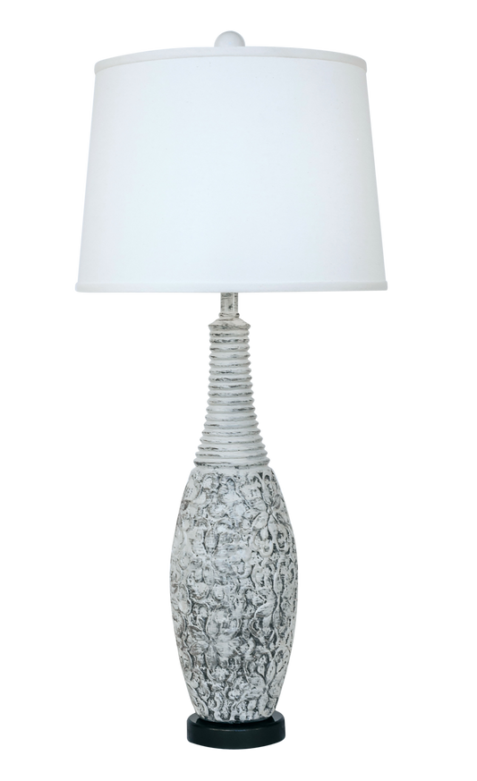 Shabby Cottage Flower and Vine Table Lamp with Round Dark Bronze Base