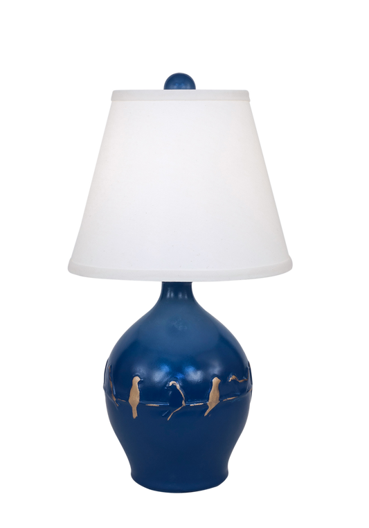 Denim/Gold Birds on a Branch Accent Lamp