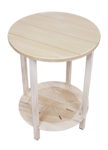 Cottage/Sisal Accent Round End Table with Sand Dollar Accent