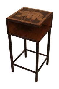 Burnt Sienna/Stain Iron Drink Table with Shelf and Bear Top - Coast Lamp Shop