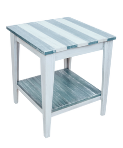 Cottage/Riverway Stripe Tapered Leg 21" End Table with Deck board top and shelf