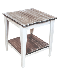 Cottage/Grey Stain Tapered Leg 21" End Table with Deck board top and shelf